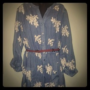 Denim buttom up dress with belt